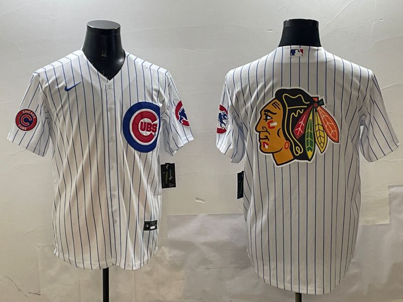 Men Chicago Cubs Blank White Stripe Game 2025 Nike MLB Jersey style 4061
